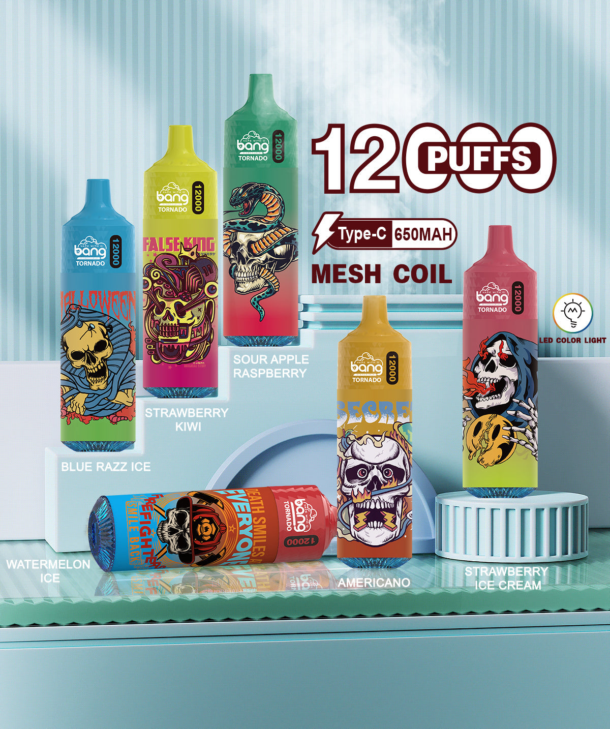 BangKing 12000 Puffs Smart Full Screen Turn Ice Wholesale Disposable Vape Puff 12k Prefilled Pod-850mAh Battery. 40ml E-liquid. Multiple Nicotine 12 Flavors