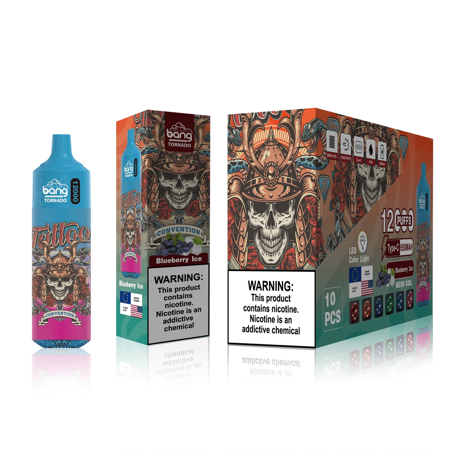 BangKing 12000 Puffs Smart Full Screen Turn Ice Wholesale Disposable Vape Puff 12k Prefilled Pod