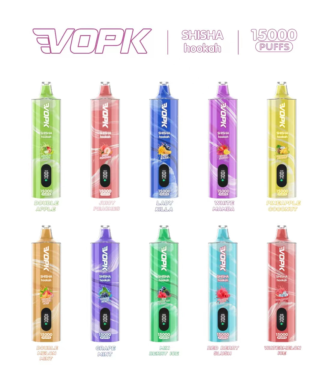 VOPK SHISHA  15000 Puffs Disposable Vape Wholesale-600mAh battery, 16ml E-liquid,Multiple Nicotine 12 Flavors