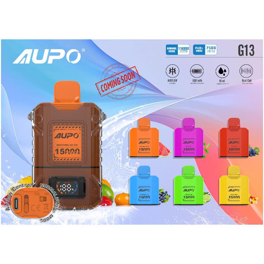 AUPO G13 15000 Puffs Disposable Vape Wholesale-600mAh battery. 16ml E-liquid. Multiple Nicotine 6 Flavors