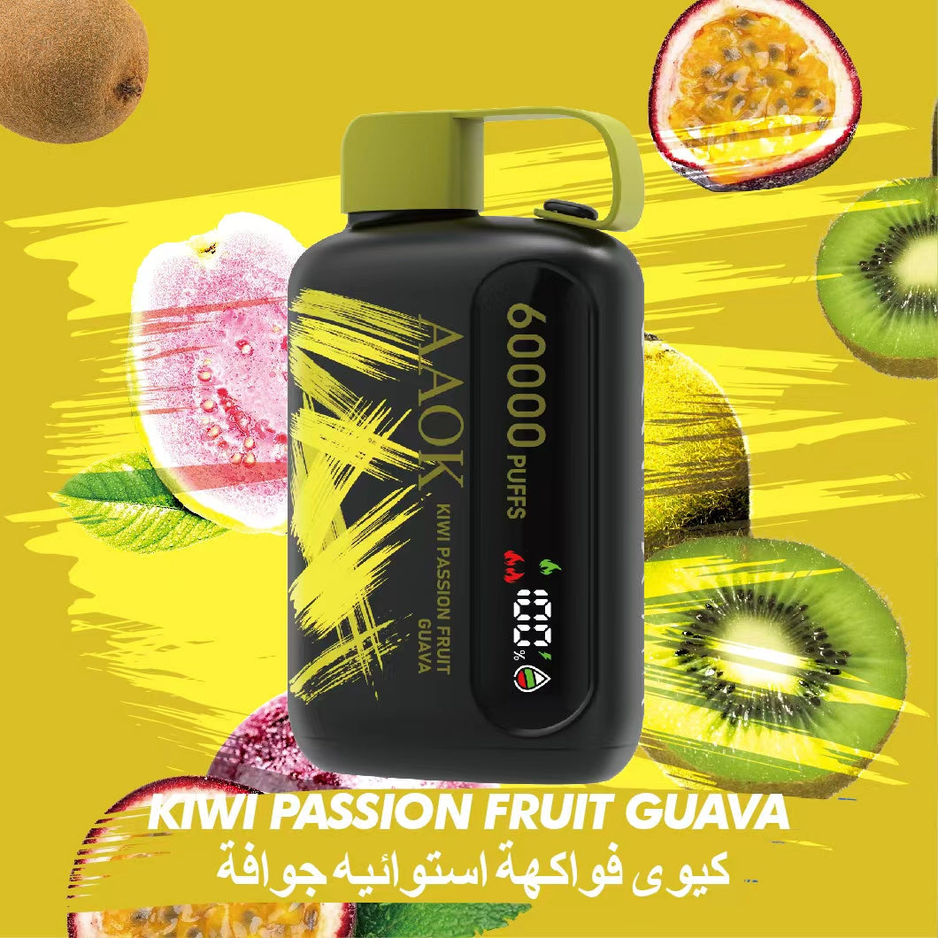 AAOK 60000puffs Single/Dual/OFF Switch Button Airflow Adjutable and Display 25ml Disposable Vape