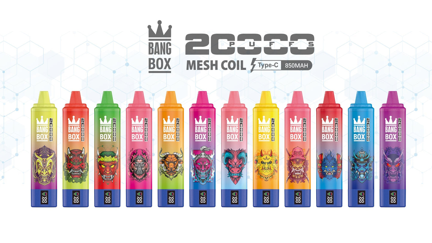 BANGBOX 20000 Puffs Disposable Vape Wholesale-850mAh Battery. 35ml E-liquid. Multiple Nicotine 12 Flavors