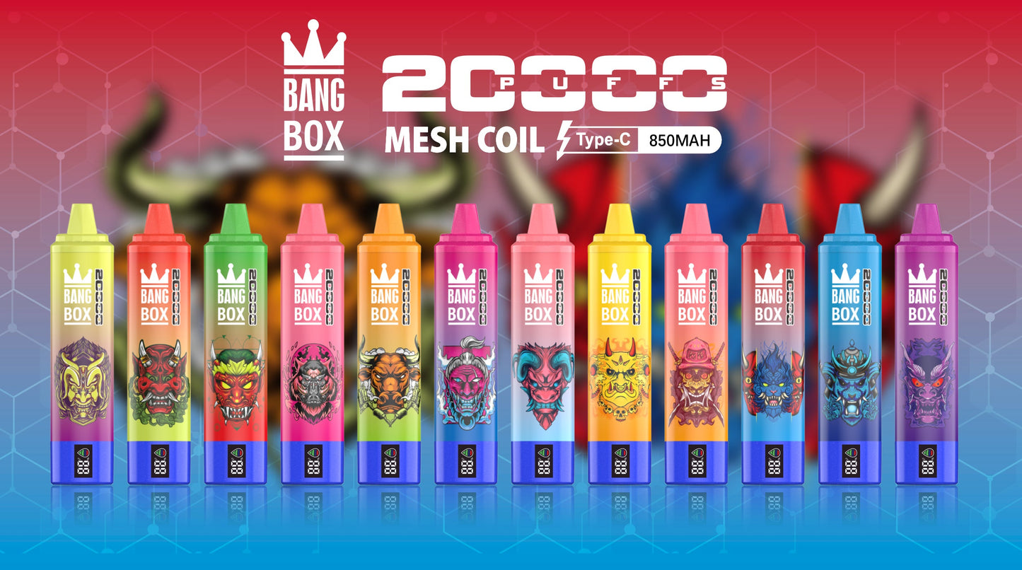 Bangbox 20000puff vape Led display battery .26ML 850MAH .12 Flavor Display