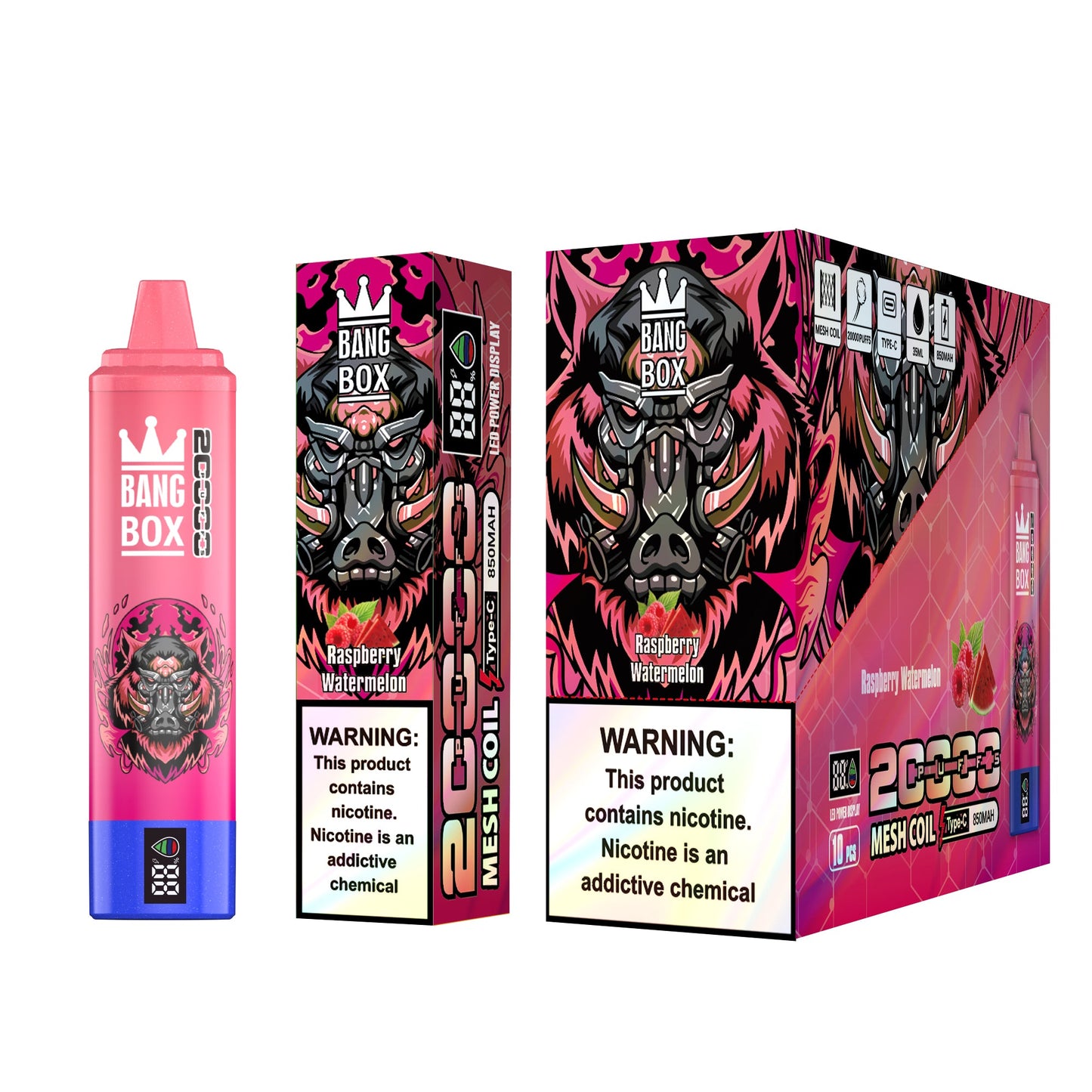 Bangbox 20000puff vape Led display battery .26ML 850MAH .12 Flavor Display