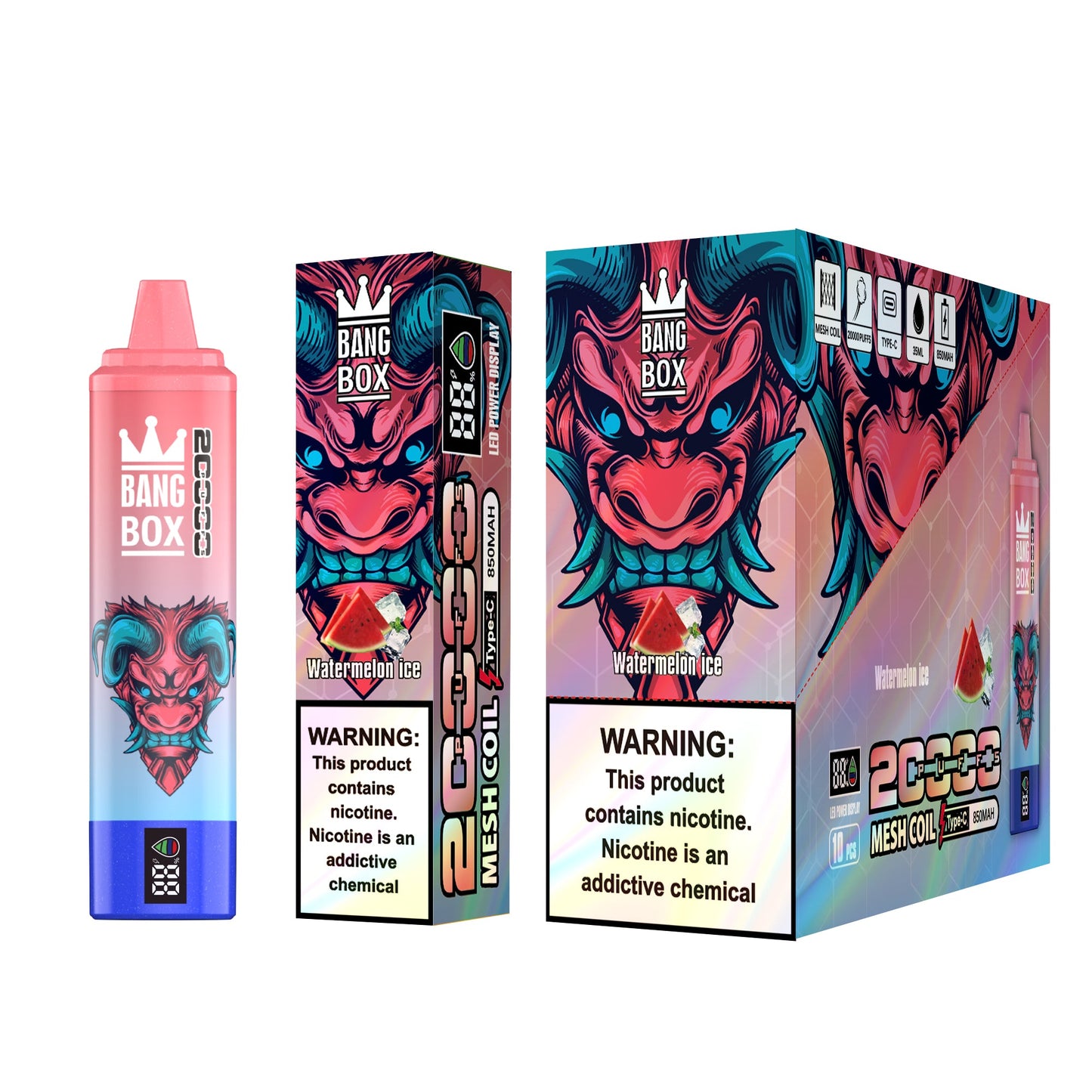 Bangbox 20000puff vape Led display battery .26ML 850MAH .12 Flavor Display