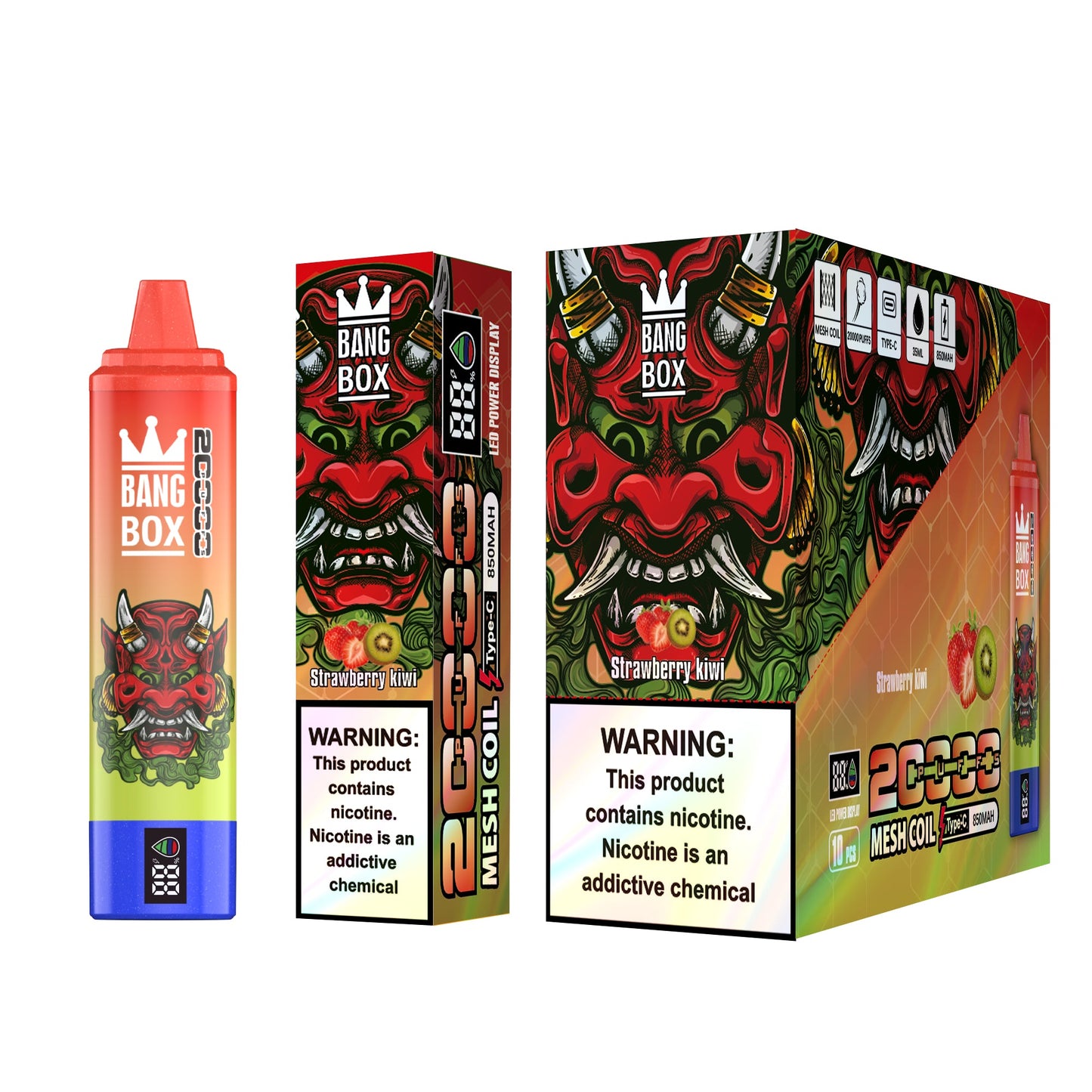 Bangbox 20000puff vape Led display battery .26ML 850MAH .12 Flavor Display