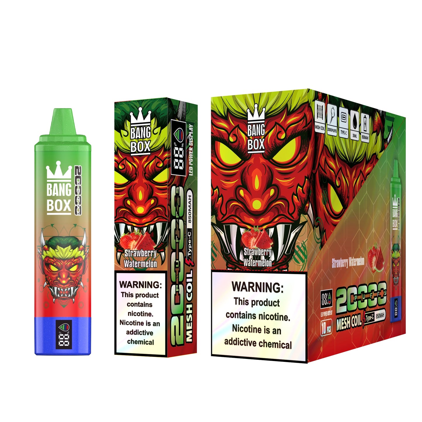 Bangbox 20000puff vape Led display battery .26ML 850MAH .12 Flavor Display