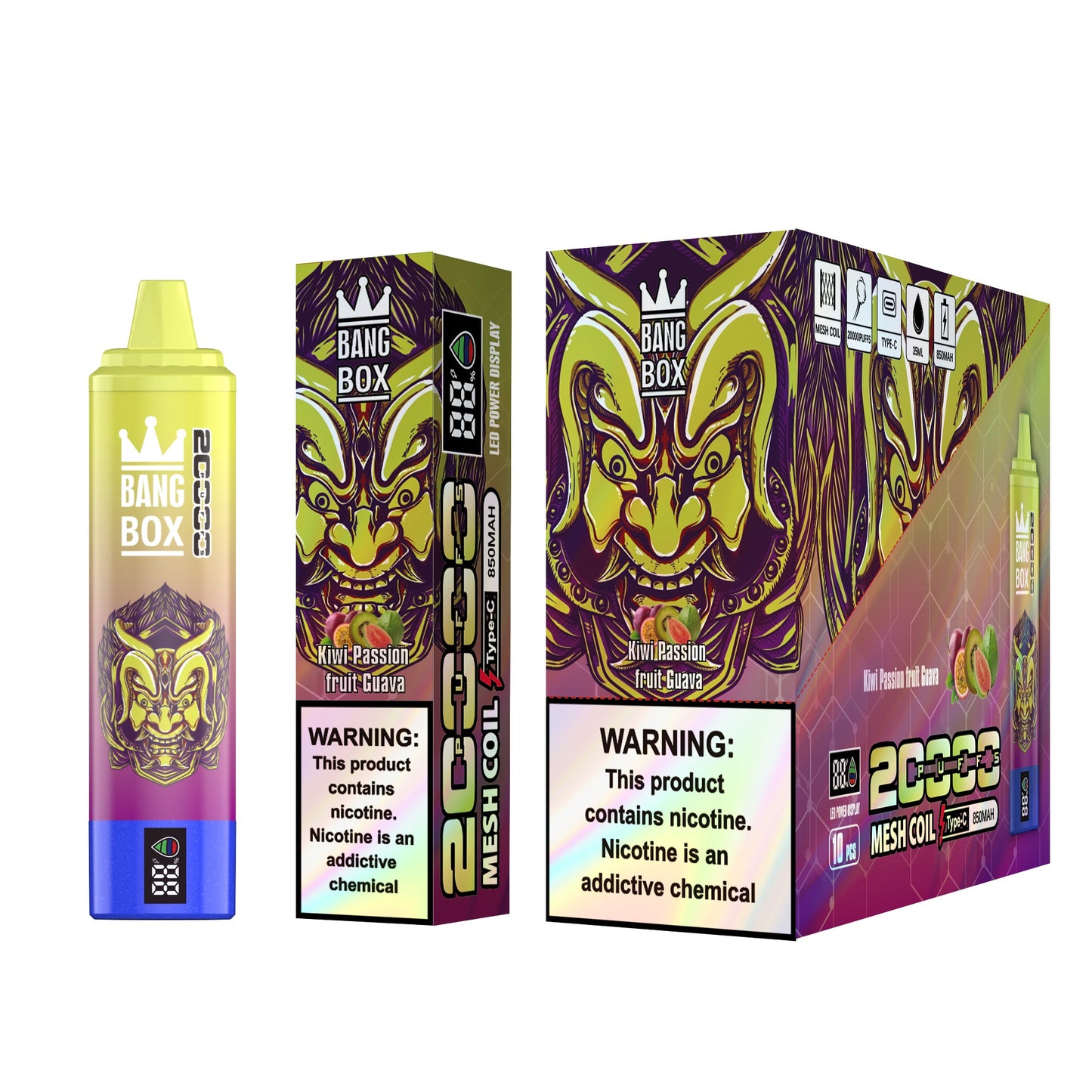 Bangbox 20000puff vape Led display battery .26ML 850MAH .12 Flavor Display