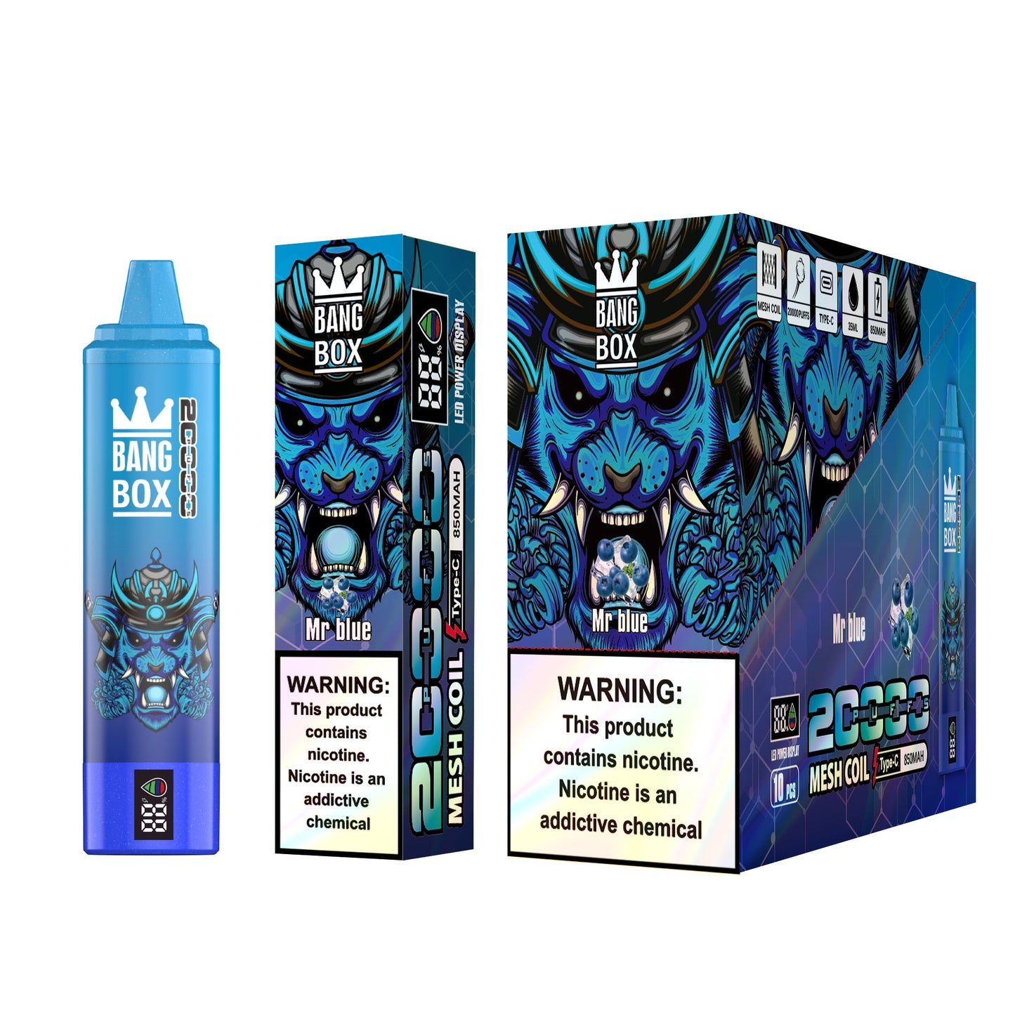 Bangbox 20000puff vape Led display battery .26ML 850MAH .12 Flavor Display