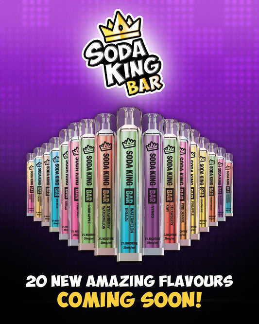 Packung mit 10 Stück – Soda King Bar Einweg-E-Zigarette, 600 Züge, 50VG/50PG, Zugaktivierung