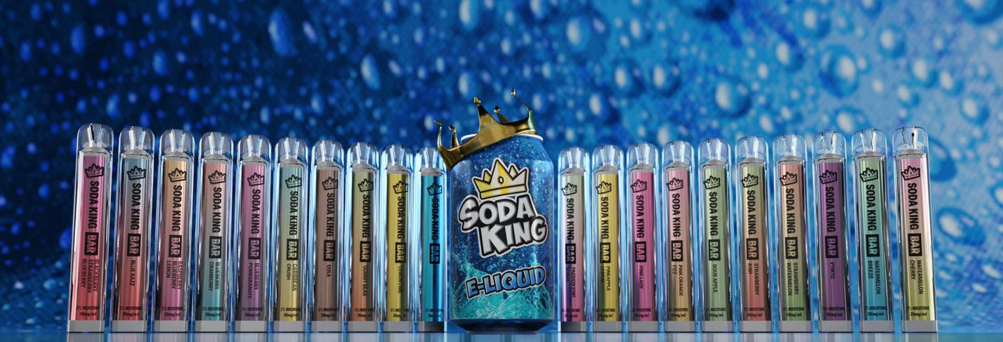 box of 10pcs-Soda King Bar Disposable Vape 600 Puffs 50VG/50PG Draw Activated