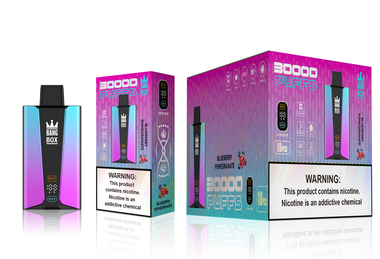 Bangbox 30000puff vape.LED Display capcity Batterya .35ML 850MAH .12 Flavor Display
