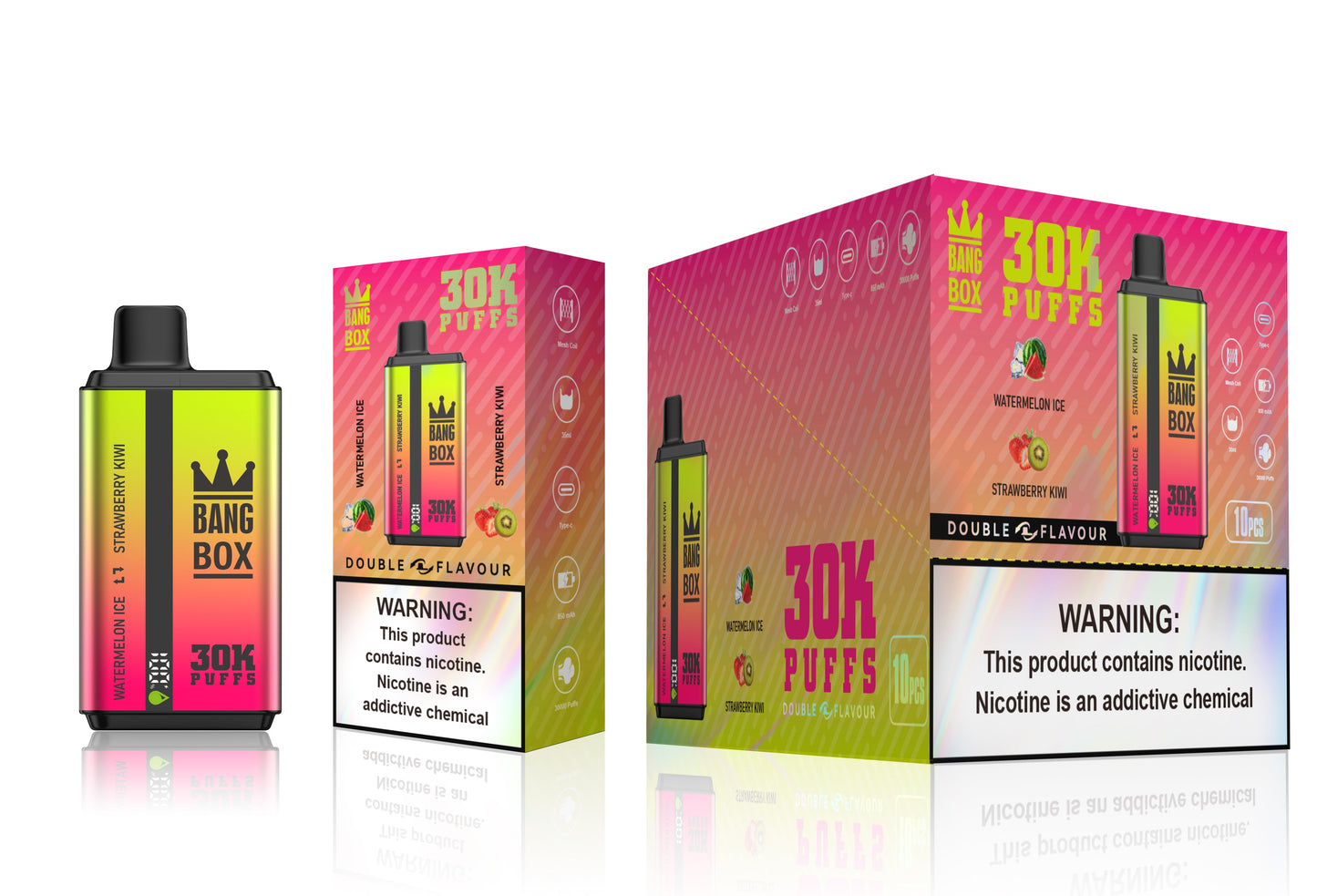 BANGBOX 30000 puffs dual flavors vape.LED Display capcity Batterya .35ml 850MAH .12 Flavor Display