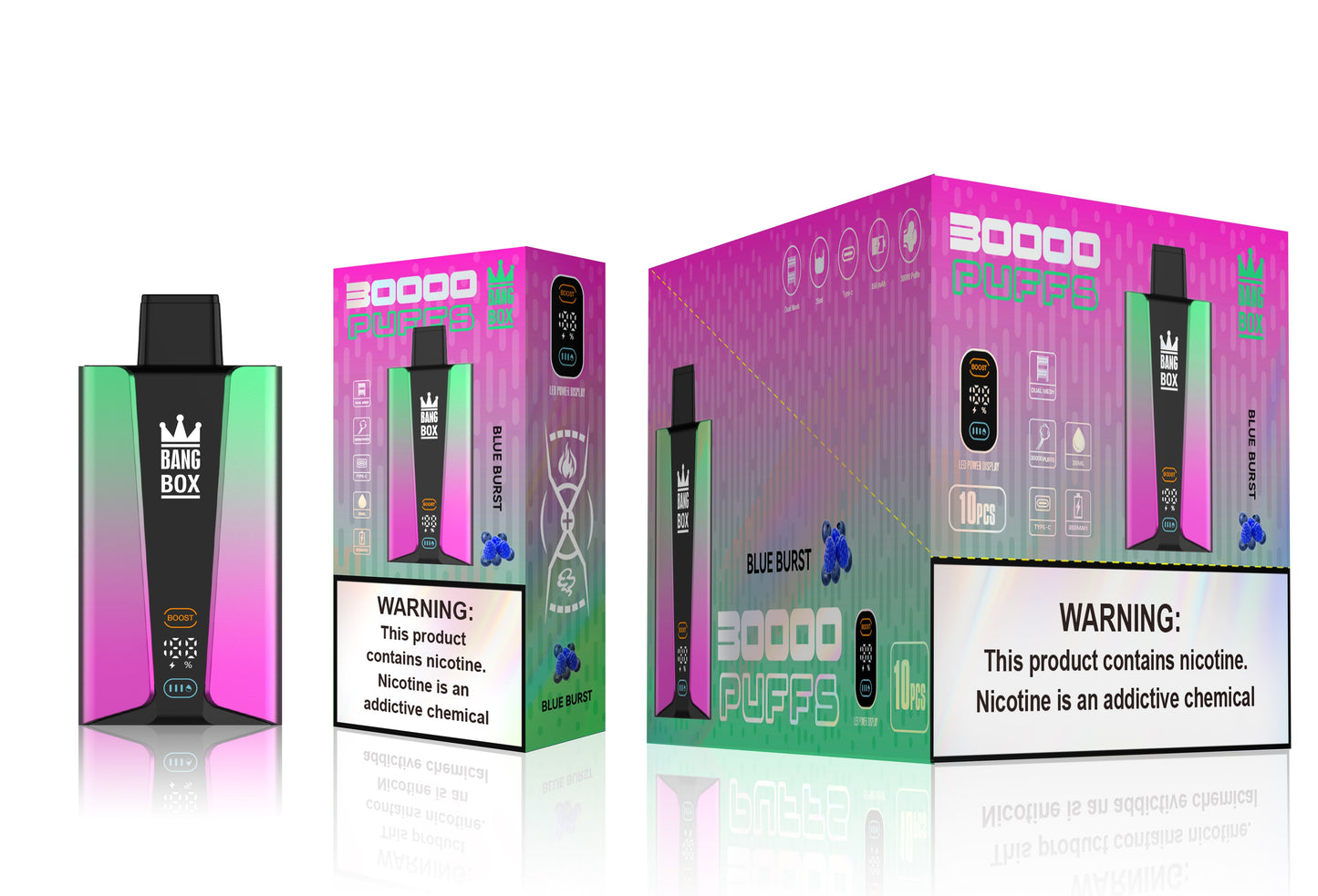 Bangbox 30000puff vape.LED Display capcity Batterya .35ML 850MAH .12 Flavor Display
