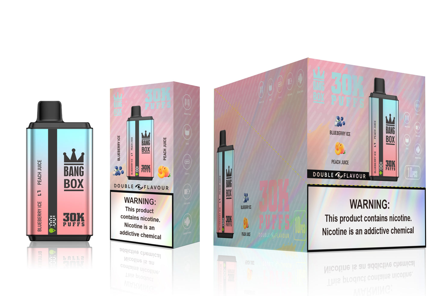 BANGBOX 30000 puffs dual flavors vape.LED Display capcity Batterya .35ml 850MAH .12 Flavor Display