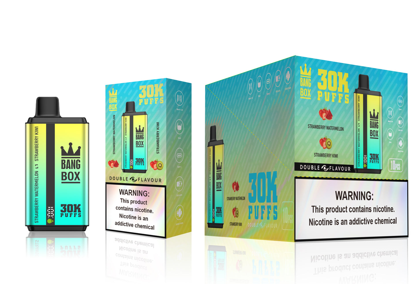 BANGBOX 30000 puffs dual flavors vape.LED Display capcity Batterya .35ml 850MAH .12 Flavor Display
