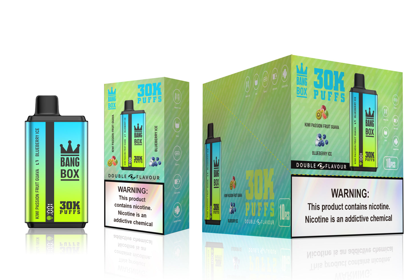 BANGBOX 30000 puffs dual flavors vape.LED Display capcity Batterya .35ml 850MAH .12 Flavor Display