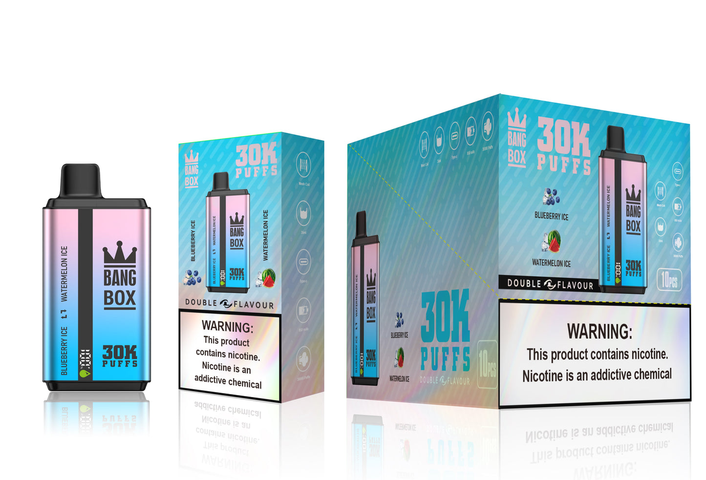 BANGBOX 30000 puffs dual flavors vape.LED Display capcity Batterya .35ml 850MAH .12 Flavor Display