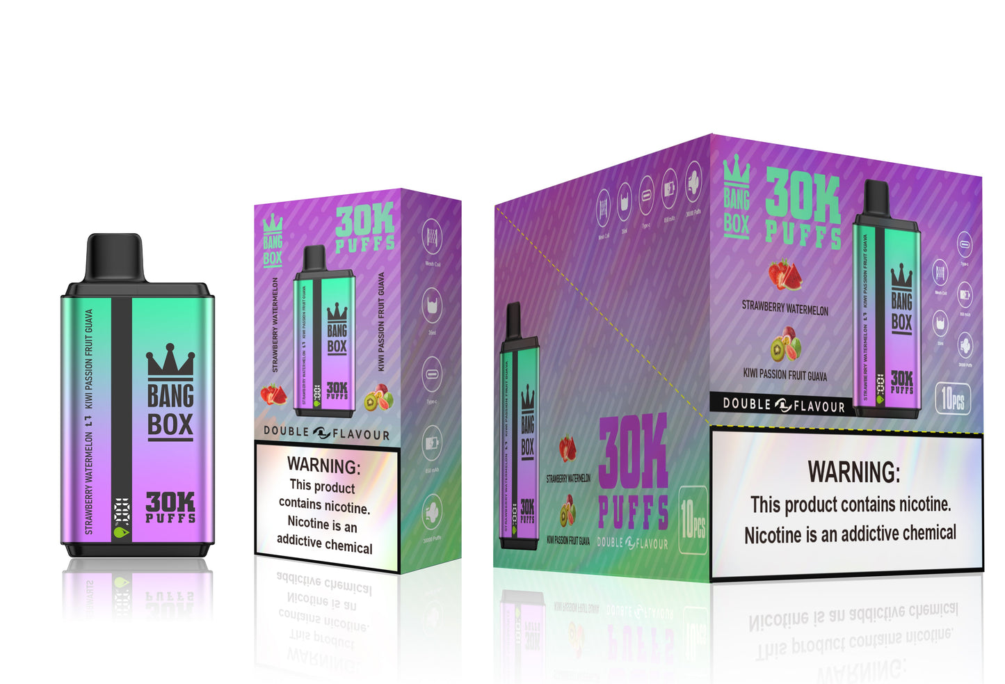 BANGBOX 30000 puffs dual flavors vape.LED Display capcity Batterya .35ml 850MAH .12 Flavor Display