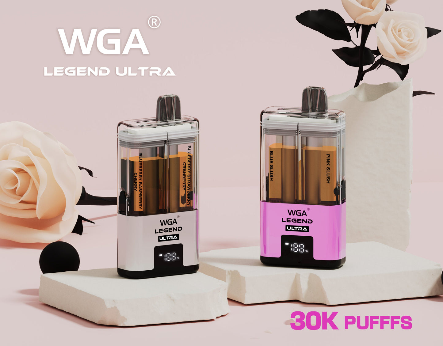 WGA Crystal LEGEND ULTRA 30000 puff Disposable Vape Wholesale,650 mAh 15 Flavors 20ML+2 ML