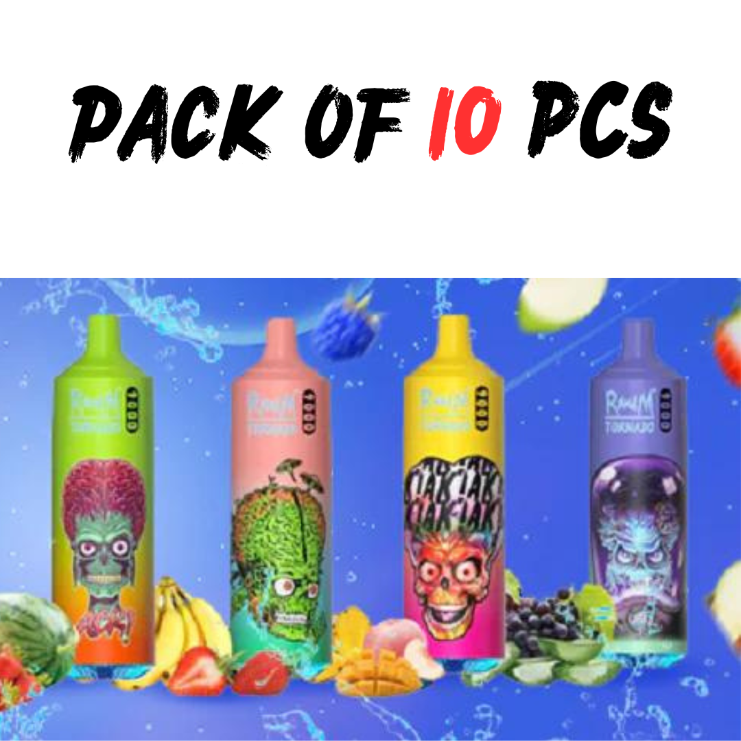 Bundles of 10 Pc - RandM Tornado 9k Puffs Disposable Vape Device - 2% nic salt 850mAh Rechargeable Type C