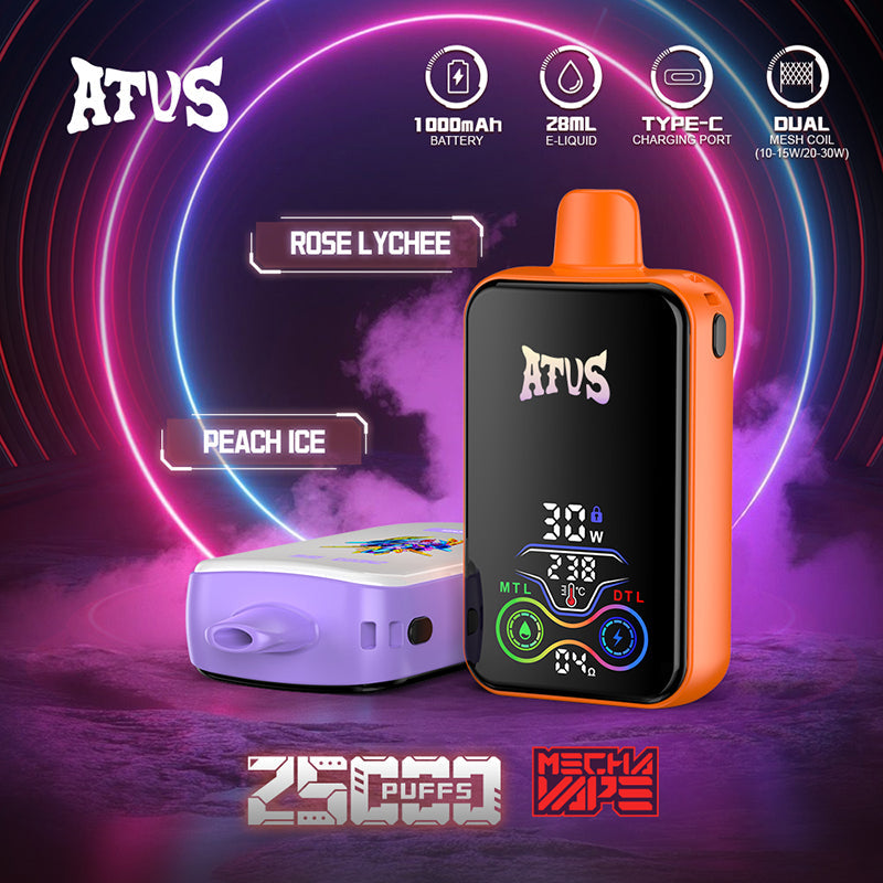 ATVS Mecha 25000 Puffs Disposable Vape Wholesale-1000mAh. 20ml E-liquid.Multiple Nicotine 14 Flavors