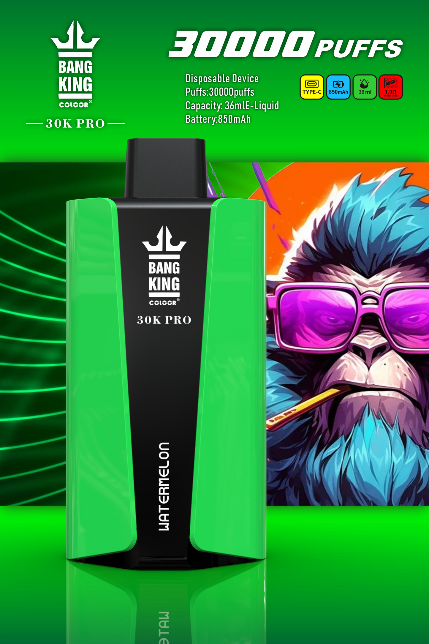 Bang King 30000 PRO 30k puffs Disposable Vape 850mah 12 Flavors