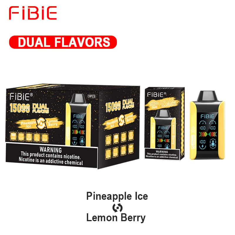 ANANAS-EIS &amp; ZITRONENBEERE - FIBIE 15000 ZÜGE Einweg-E-Zigarette mit zwei Geschmacksrichtungen (15000 ZÜGE) 