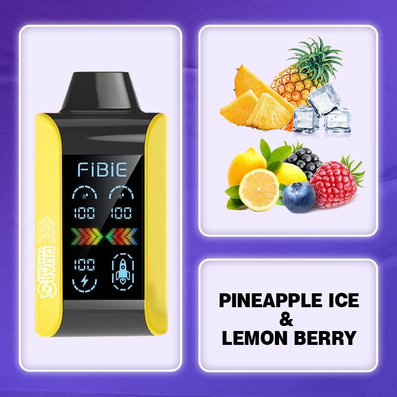 ANANAS-EIS &amp; ZITRONENBEERE - FIBIE 15000 ZÜGE Einweg-E-Zigarette mit zwei Geschmacksrichtungen (15000 ZÜGE) 
