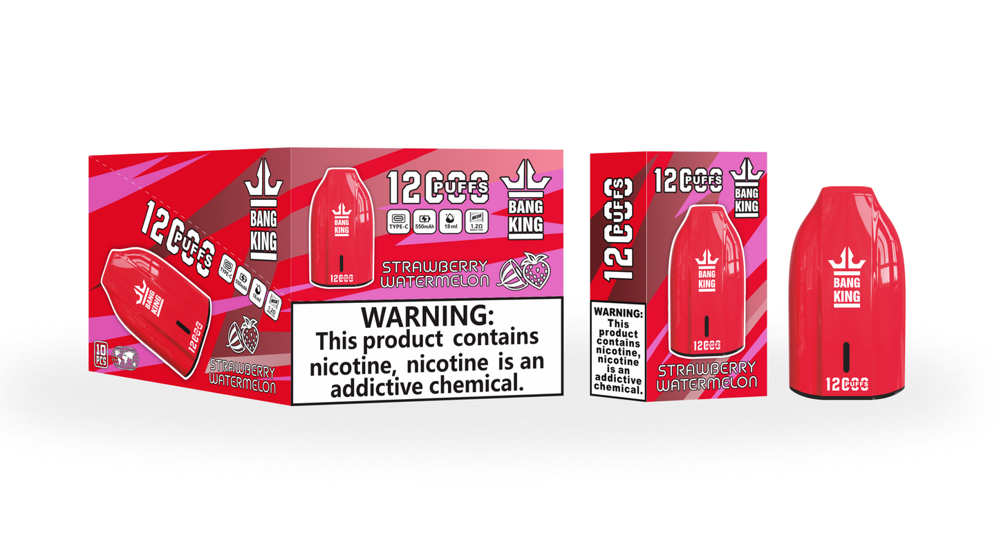 BangKing 12K Puffs Smart Full Screen Turn Ice Wholesale Disposable Vape Puff 12000k Prefilled Pod-850mAh Battery. Multiple Nicotine 12 Flavors