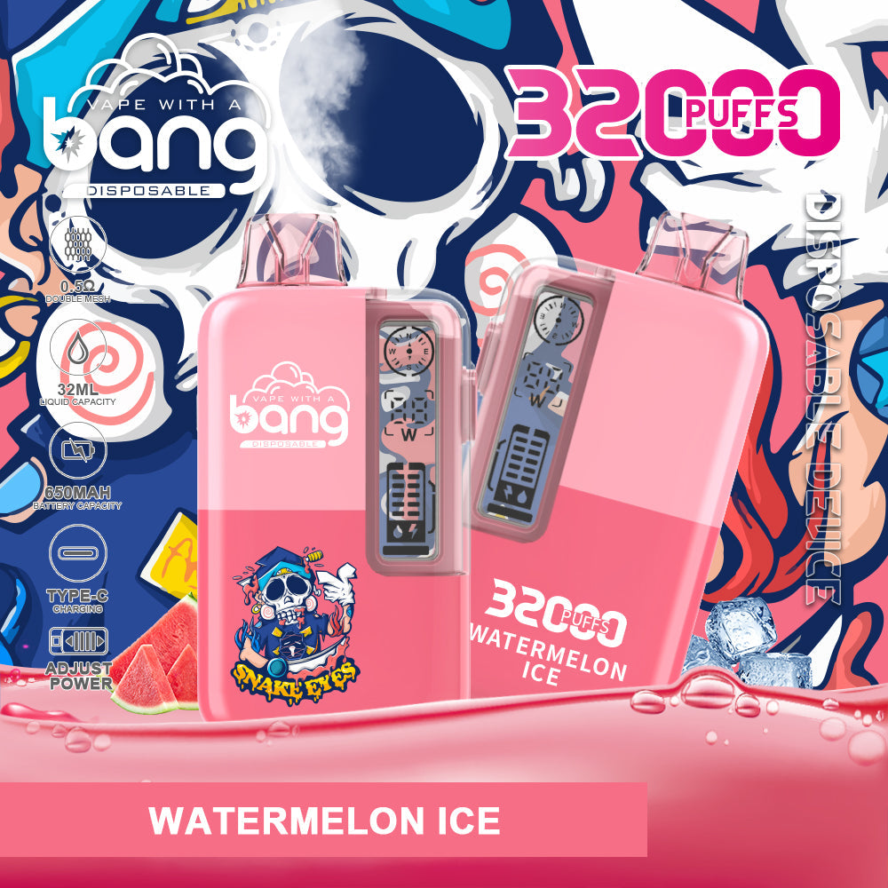 Bang 32000 Puffs Disposable Vape – 650mAh Battery. 32ml E-liquid. Multiple Nicotine Strength Options  12 Flavors