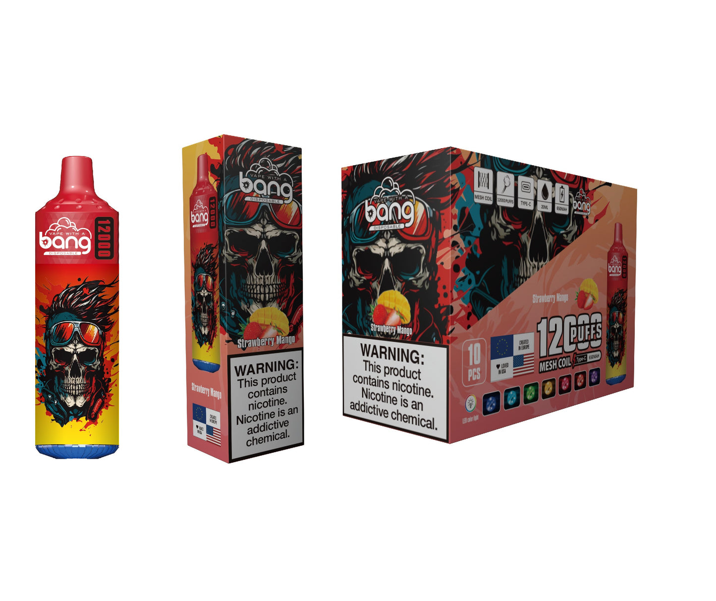 Bang King 12000 Puffs Disposable 650mAh  20ml Vape E Cigarettes Puff 12k Prefilled Pod- 650mAh  20ml Vape 12 Flavors