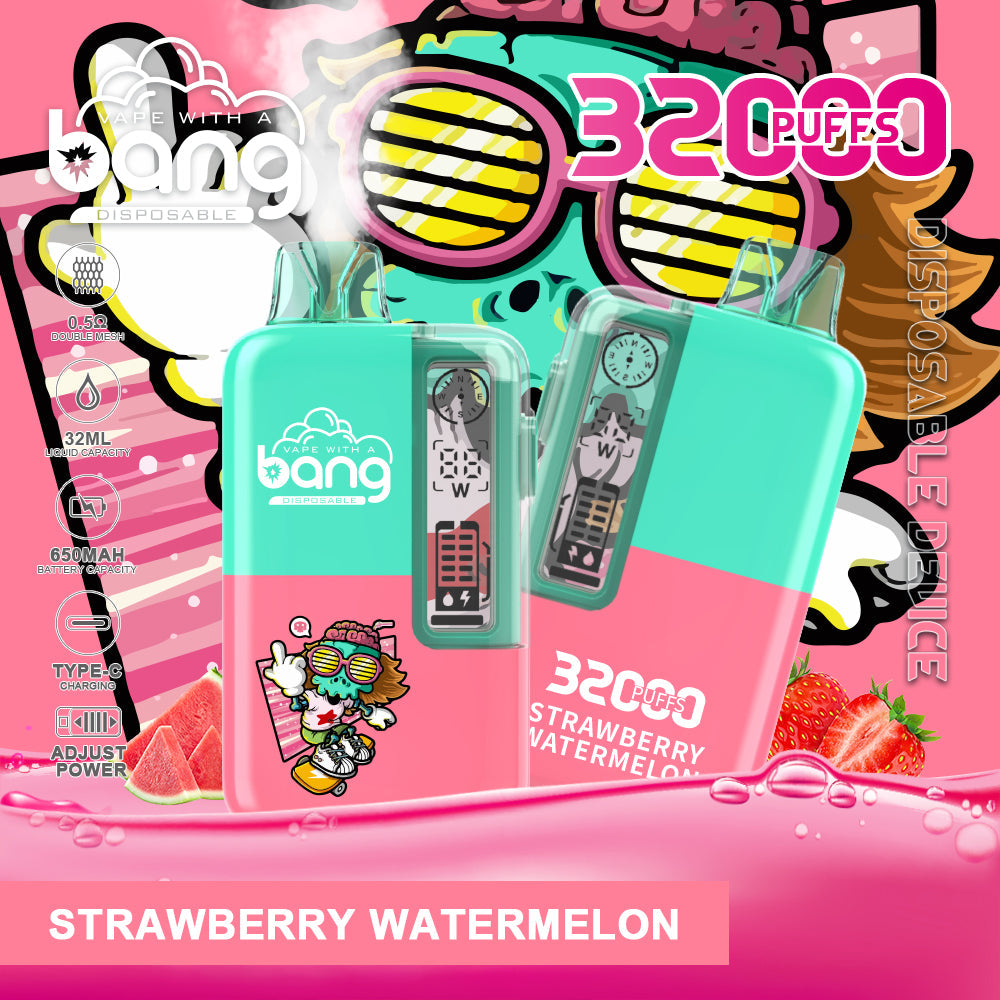 Bang 32000 Puffs Disposable Vape – 650mAh Battery. 32ml E-liquid. Multiple Nicotine Strength Options  12 Flavors