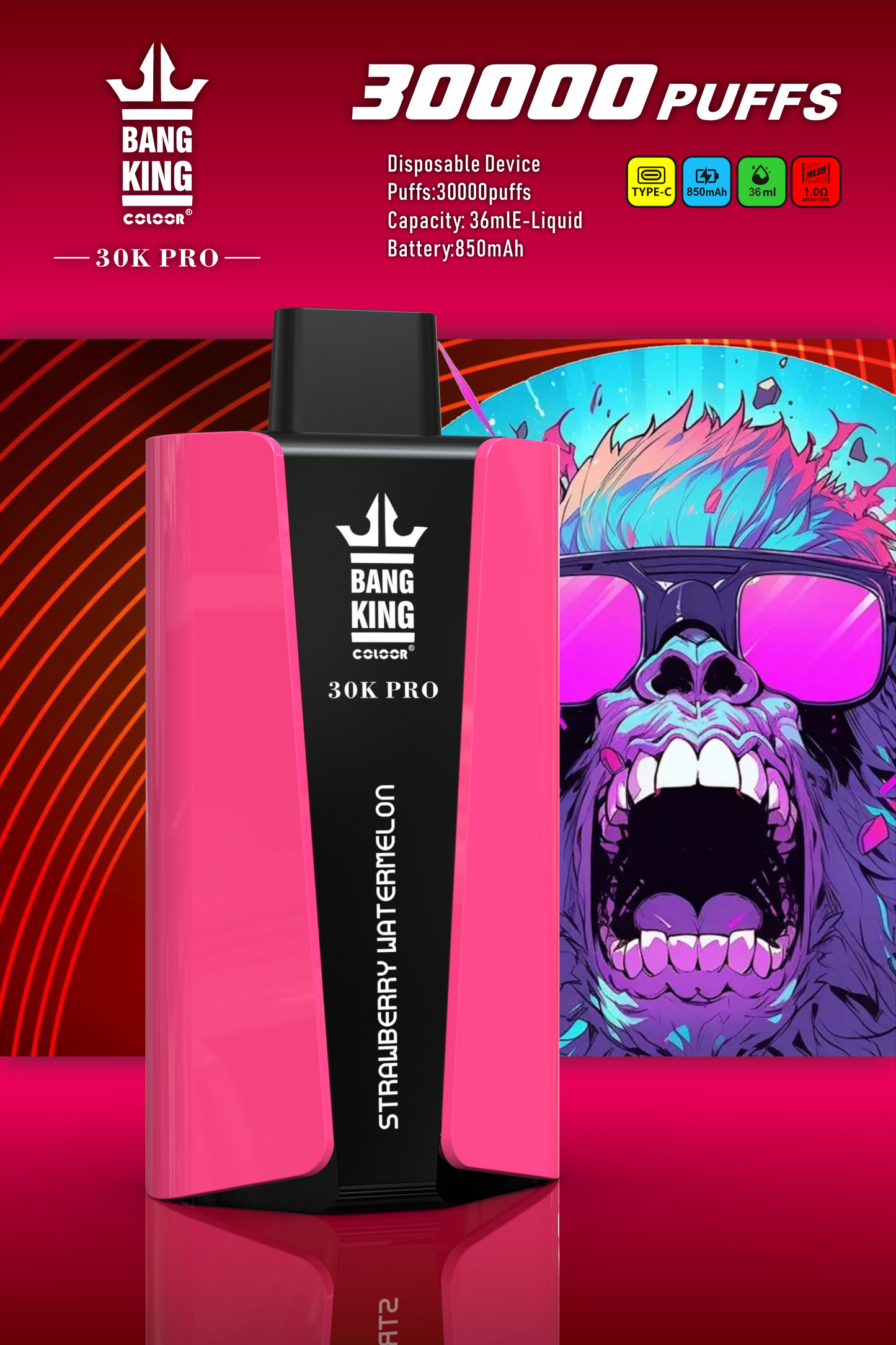 Bang King 30000 PRO 30k puffs Disposable Vape 850mah 12 Flavors