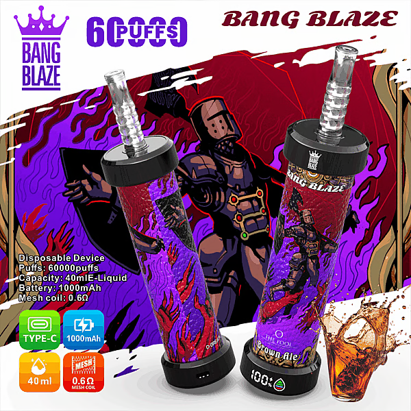 BANG BLAZE 60000 Puffs Disposable Vape Wholes hale-1000mAh baterry. 40ml E-liquid.Multiple Nicotine 10 Flavors