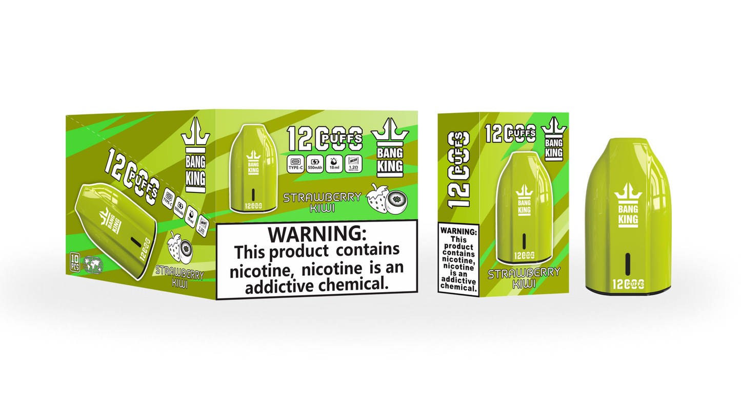 BangKing 12K Puffs Smart Full Screen Turn Ice Wholesale Disposable Vape Puff 12000k Prefilled Pod-850mAh Battery. Multiple Nicotine 12 Flavors