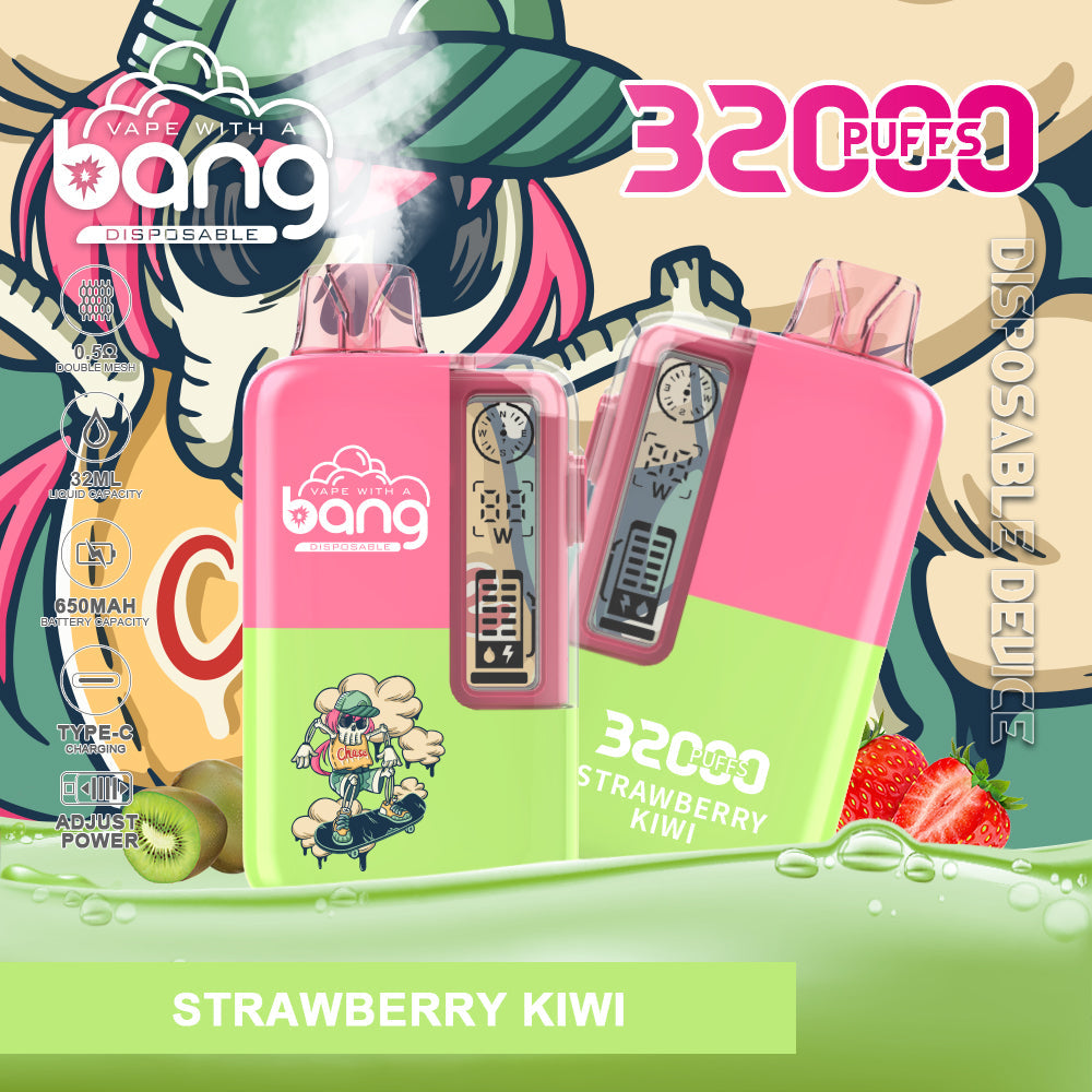 Bang 32000 Puffs Disposable Vape – 650mAh Battery. 32ml E-liquid. Multiple Nicotine Strength Options  12 Flavors