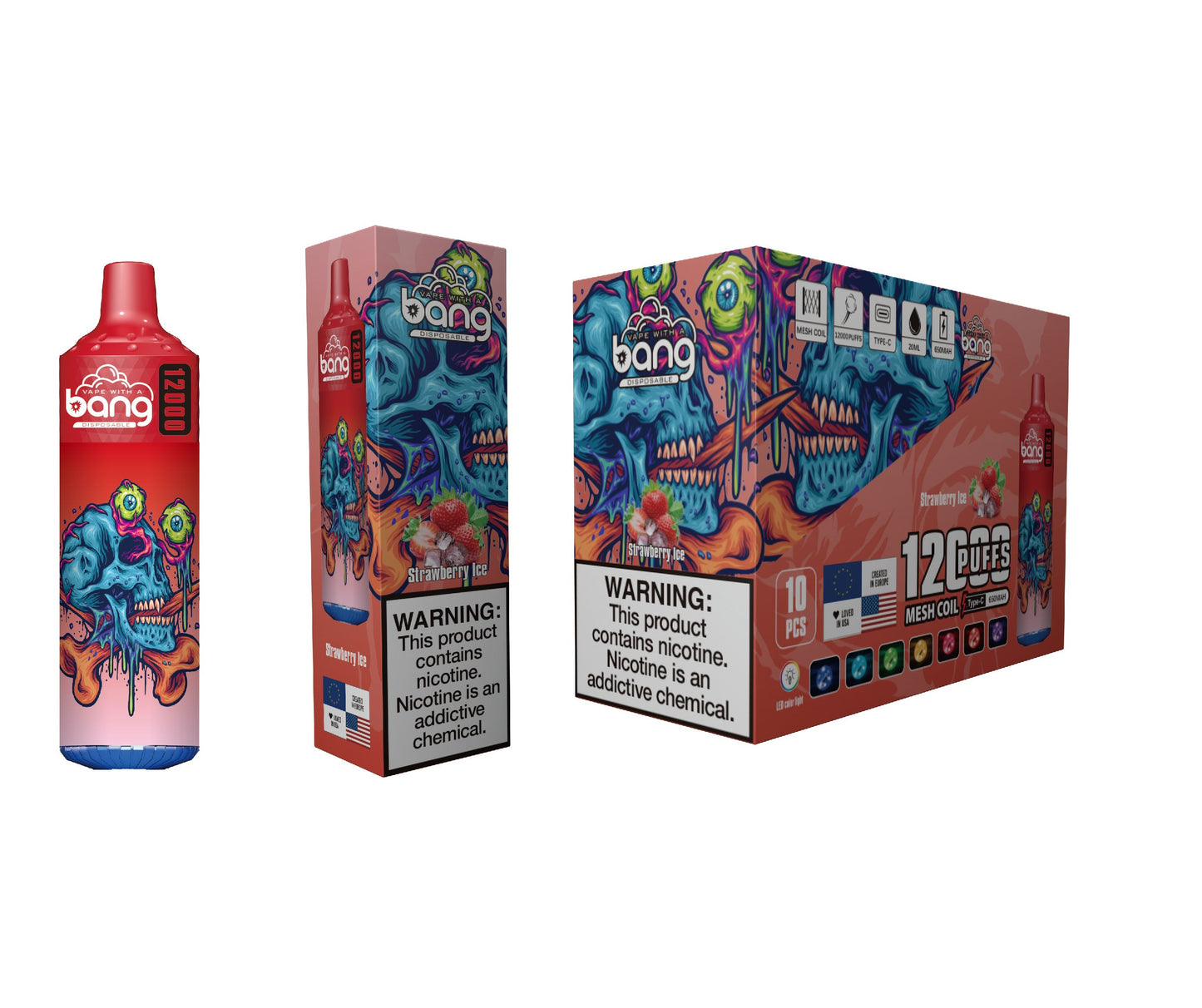 Bang King 12000 Puffs Disposable 650mAh  20ml Vape E Cigarettes Puff 12k Prefilled Pod- 650mAh  20ml Vape 12 Flavors