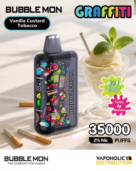 BUBBLEMON GRAFFITI 35000 PUFFS 2% Nicotine 28ML 🍓🍈12 FRUIT FLAVOR  🥝🍉