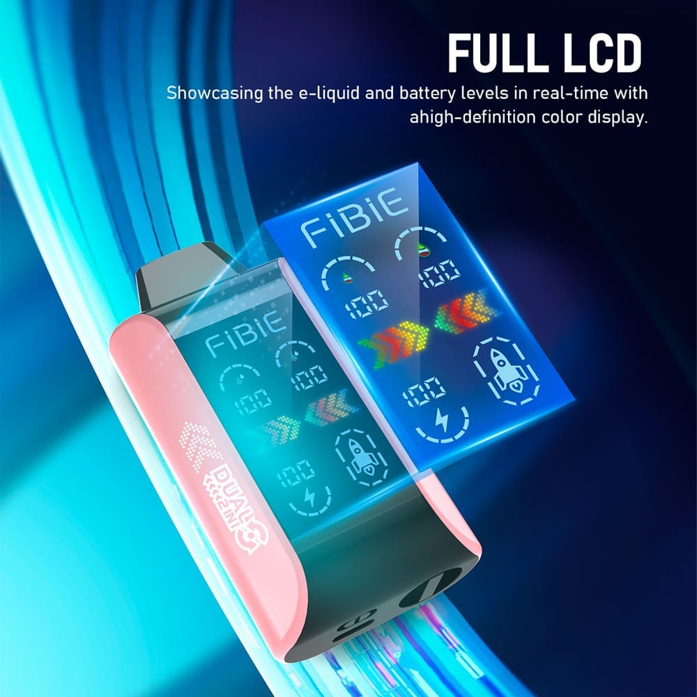 EISKÜHLER PFIRSICH &amp; BLAUBEERE - FIBIE 15000 Einweg-E-Zigaretten mit zwei Geschmacksrichtungen (15000 ZÜGE) 