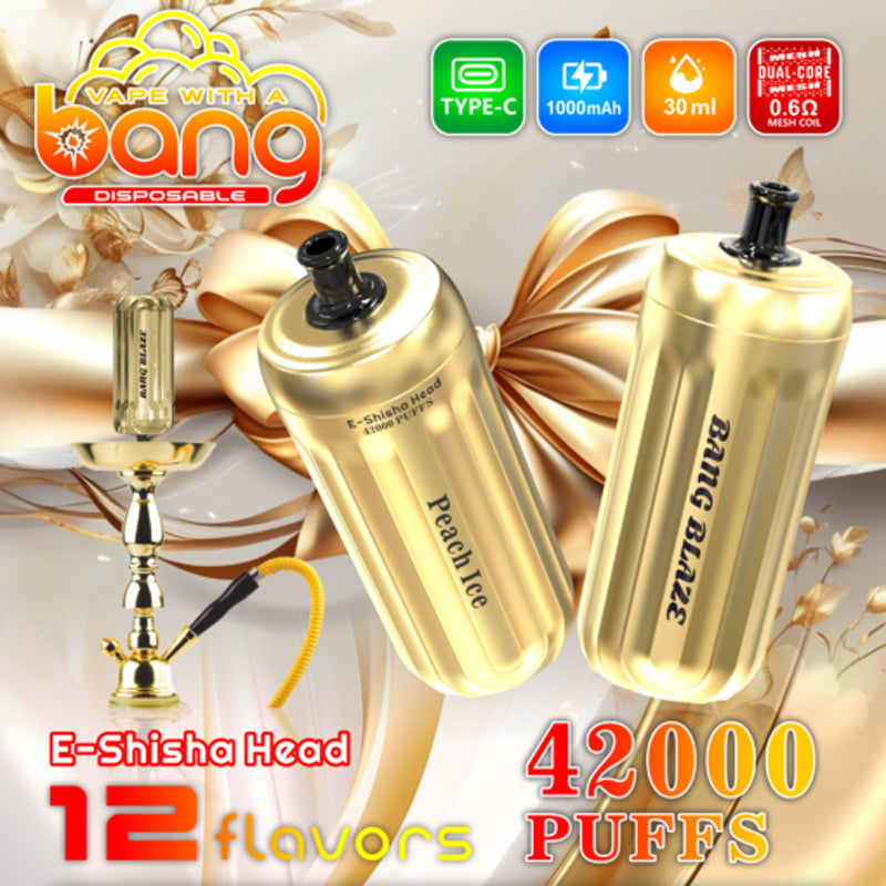 BANG E-Shisha Head 42000 Puffs Disposable Vape Wholesale-1000mAh battery. 30ml E-liquid. Multiple Nicotine 12 Flavors