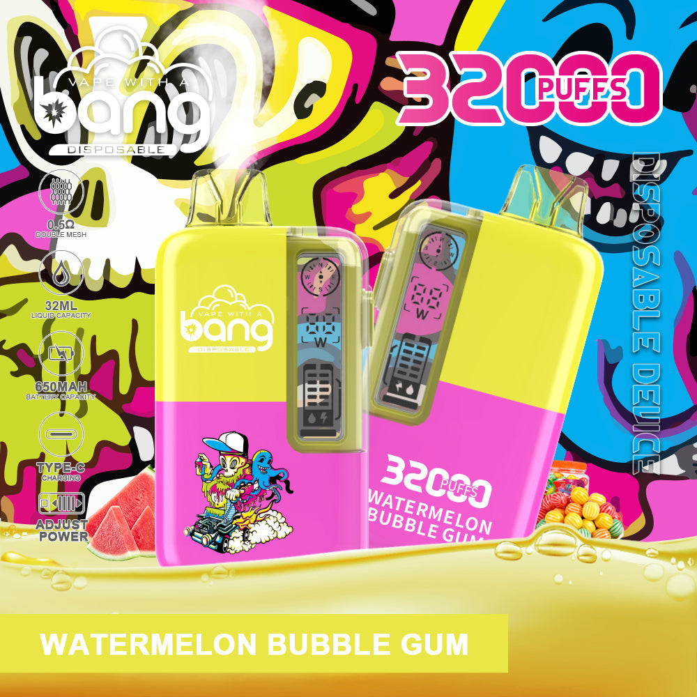 Bang 32000 Puffs Disposable Vape – 650mAh Battery. 32ml E-liquid. Multiple Nicotine Strength Options  12 Flavors