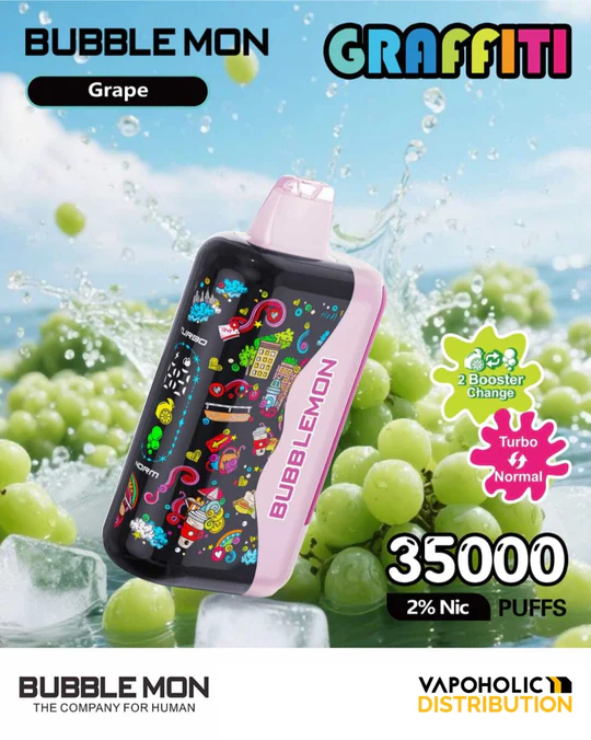 BUBBLEMON GRAFFITI 35000 PUFFS 2% Nicotine 28ML 🍓🍈12 FRUIT FLAVOR  🥝🍉