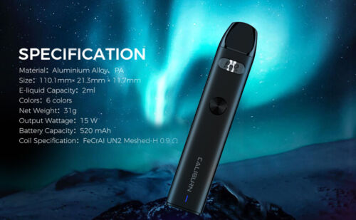 Uwell Caliburn A2 Pod Kit 2 ml, 1 x A2 Pod-Coil, inklusive 520 mAh Akku, TPD UK