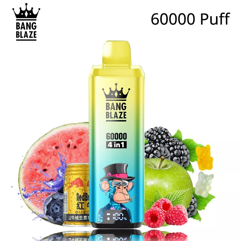 Bang Blaze 60k Puffs 4 in 1 Vape 60000 Puff 12 Flavours Wholesale Price-650mAh Battery. 54ml E-liquid. Multiple Nicotine 12 Flavors