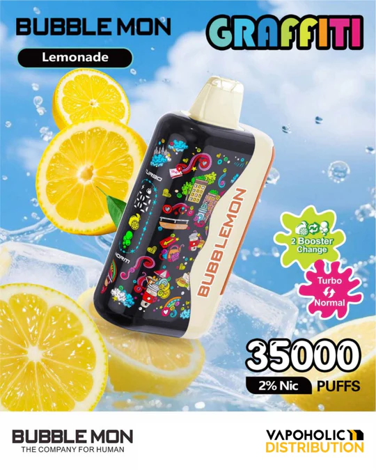 BUBBLEMON GRAFFITI 35000 PUFFS 2% Nicotine 28ML 🍓🍈12 FRUIT FLAVOR  🥝🍉