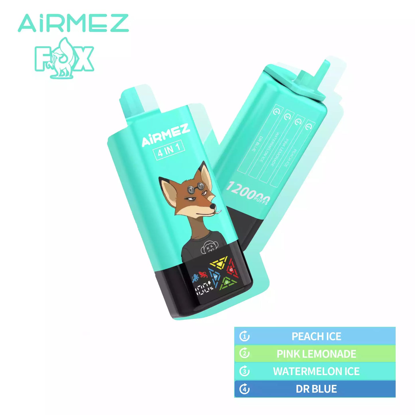 AIRMEZ FOX 120000 Puffs 4-IN-1 Tastes Disposable Vapes Wholesale