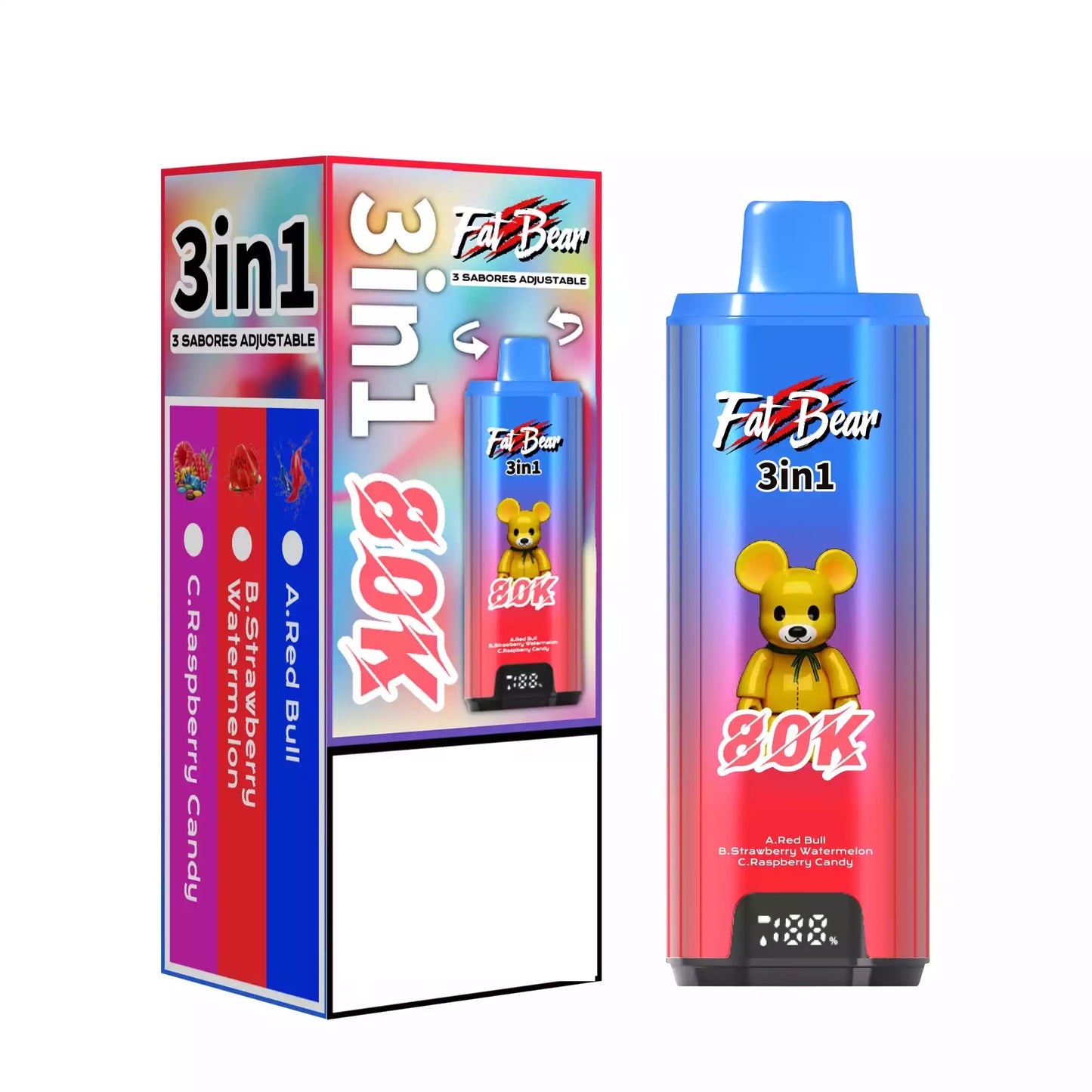 AIVONO AIM FAT BEAR 80000 PUFFS Triple Tastes Bulk Buy Rechargeable 80K Disposable Vapes Wholesale