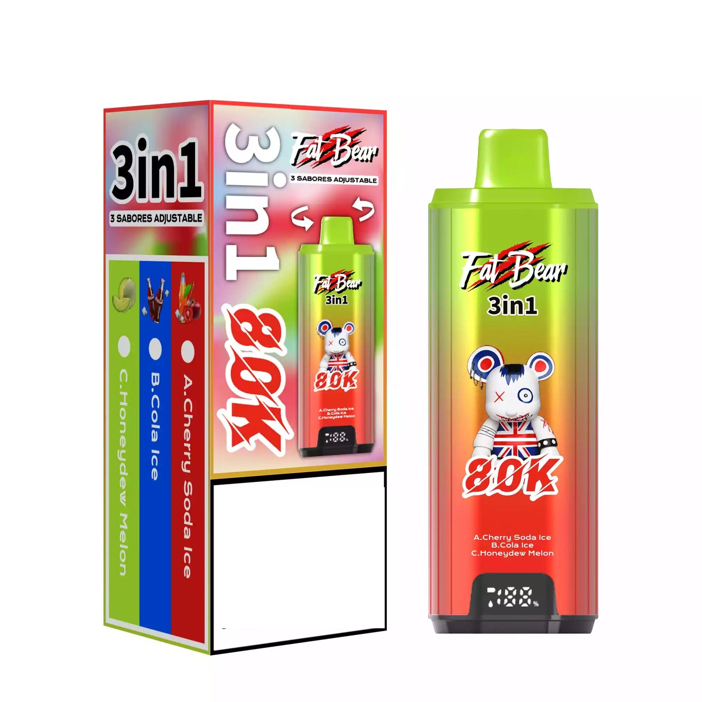 AIVONO AIM FAT BEAR 80000 PUFFS Triple Tastes Bulk Buy Rechargeable 80K Disposable Vapes Wholesale