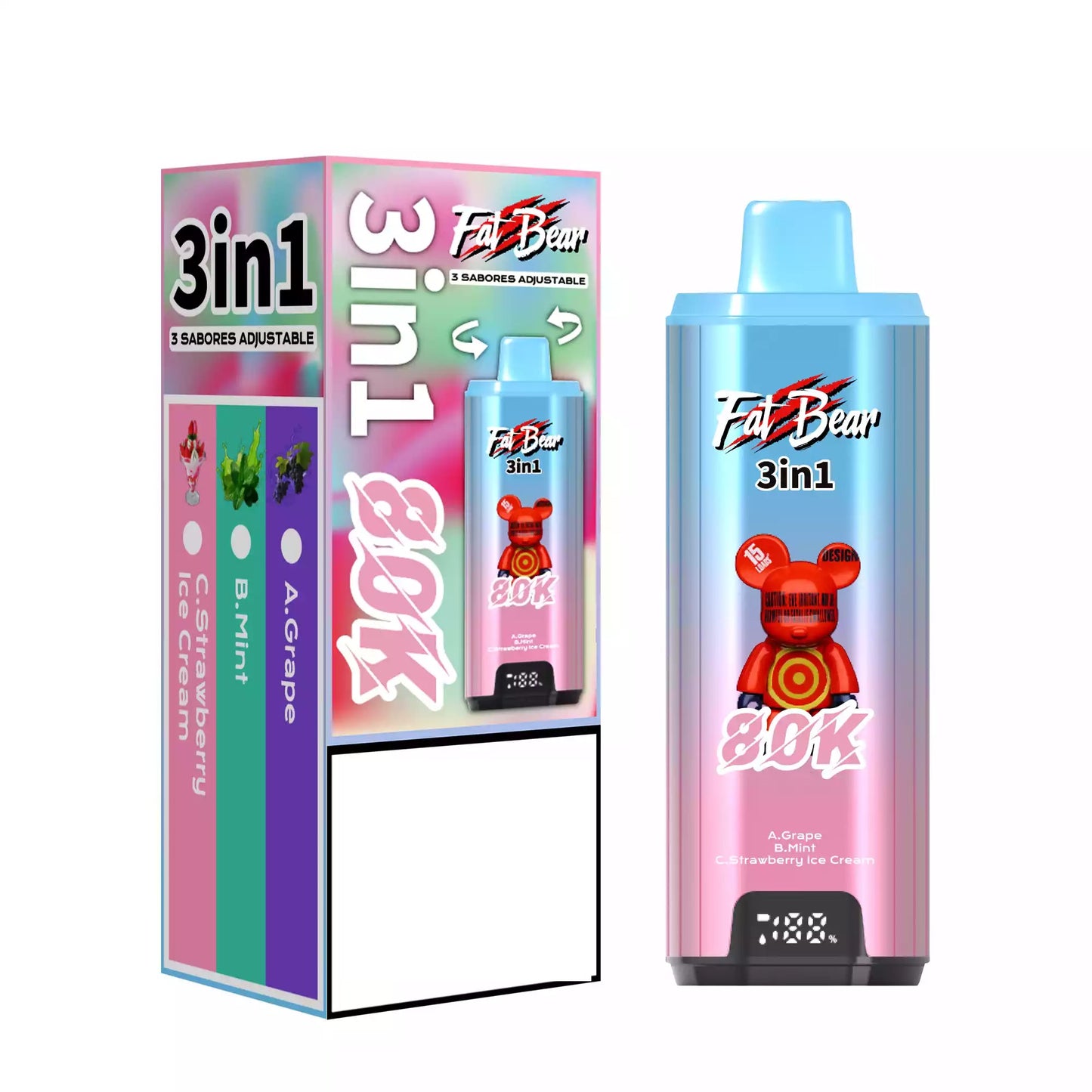 AIVONO AIM FAT BEAR 80000 PUFFS Triple Tastes Bulk Buy Rechargeable 80K Disposable Vapes Wholesale